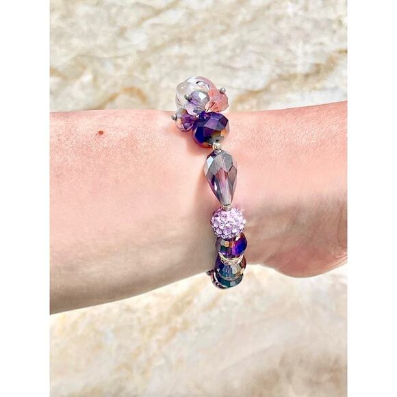 Purple Crystal Beaded Bracelet Set - Picture 15 of 16